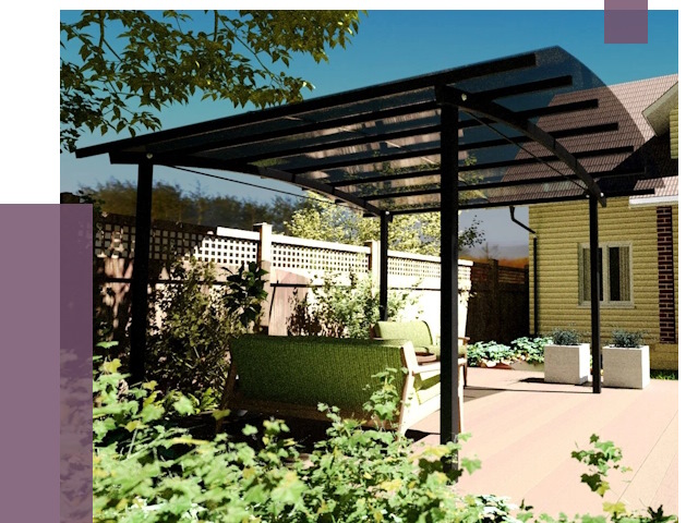 Навесы для террасы в Тихорецке от 13141 руб. под ключ | ПРОЛЁТ-Тхр