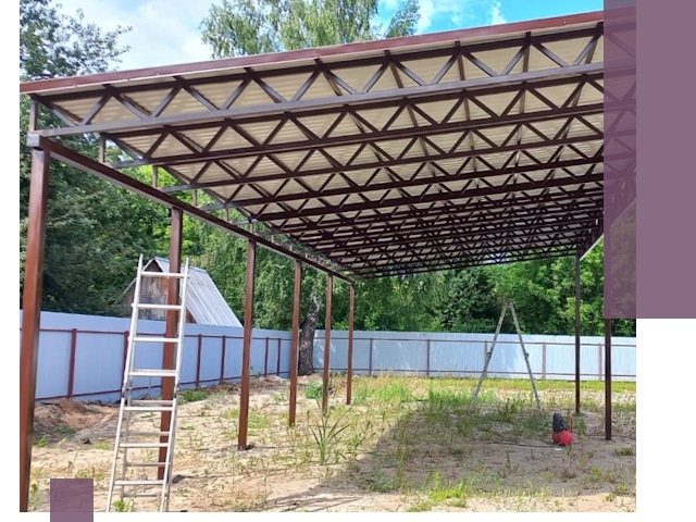 Односкатные навесы под ключ в Тихорецке — изготовление и монтаж