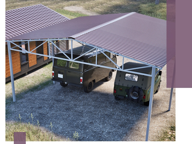 Двускатные навесы под ключ в Тихорецке — изготовление и монтаж